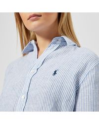 ralph lauren white linen shirt womens