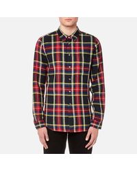 PS by Paul Smith Blue Men's Checked Long Sleeve Shirt for men