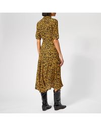 ganni goldstone crepe wrap dress