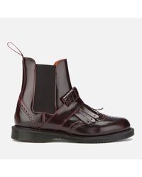 Dr. Martens Women's Tina Arcadia Leather Kiltie Chelsea Boots in Burgundy  (Brown) - Lyst