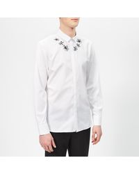 Neil Barrett White Collar Flower Shirt for men