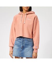 champion pink crop hoodie