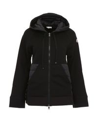 Moncler Black Hoodie With Nylon Inserts