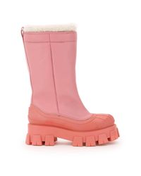 prada boots white and pink