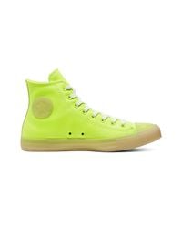 yellow converse leather