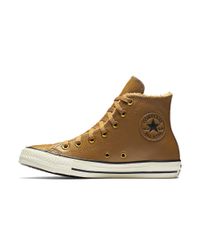 Converse Chuck Taylor All Star Leather And Faux Fur High Top Women's Shoe  in Brown - Lyst
