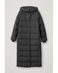 maxi puffer coat with hood