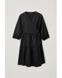 cos gathered a line wrap dress