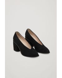 COS Suede Chunky Pumps in Black - Lyst