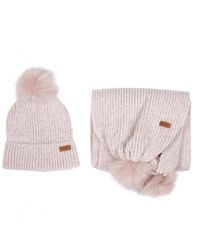 Barbour Pom Beanie \u0026 Scarf Set in Soft 