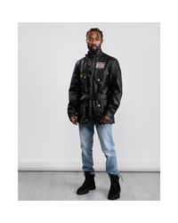 Barbour Cotton Union Jack International Wax Jacket in Black for Barbour Cotton Union Jack International Wax Jacket in Black for