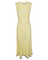 Self-Portrait Pointelle-Knit Midi Dress in Blue | Lyst