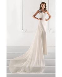 Tarik Ediz White Bateau Neck Sheath Dress 92831