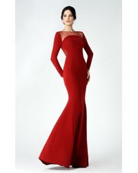 Saiid Kobeisy Red Bateau Neck Mermaid Dress 2923