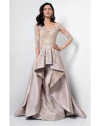Terani Couture Pink Laced Illusion Neck Mikado Dress 1711m3518