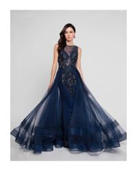Terani Couture Blue 1812e6266 Embellished Illusion Jewel Ballgown