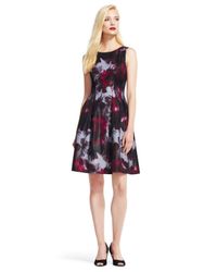 Adrianna Papell Multicolor Ap1d100448 Floral Metallic Jersey Dress
