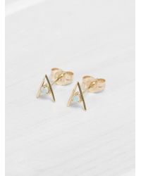 Wwake - Blue Small Opal Triangle Earrings - Lyst