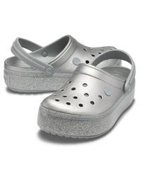 metallic platform crocs