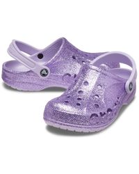 purple glitter crocs