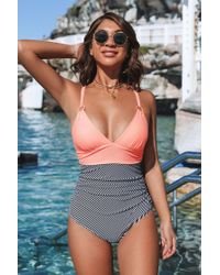 CUPSHE Multicolor Peachy And Striped Tummy Control One Piece Swimsuit