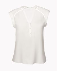 Veronica Beard | White Inset Henley Blouse | Lyst