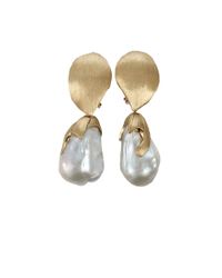 earrings yvel pearl freshwater baroque drop gold metallic lyst sold