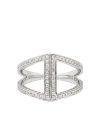 Noor Fares | Metallic Rhombus Pinkie Ring in White Gold and White Diamonds | Lyst