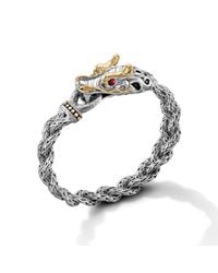 John Hardy | White Dragon Head Bracelet On Small Braided Chain | Lyst