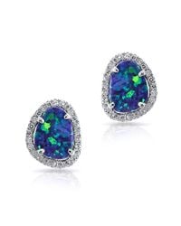 Anne Sisteron - Blue 14kt White Gold Mini Organic Opal Diamond Stud Earrings - Lyst