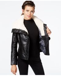 guess leather fur jacket