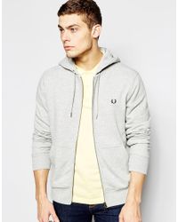 Fred Perry Hoodie With Zip Up in Grey (Gray) for Men - Lyst