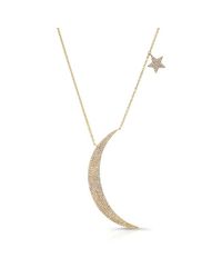 Anne Sisteron - 14kt Yellow Gold Diamond Moon And Star Necklace - Lyst