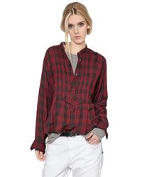 Étoile Isabel Marant Plaid Cotton Flannel Shirt in Red/Black (Red) - Lyst