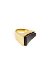 Maiyet | Metallic Black Horn Inlay 18k Gold Plated Concave Ring | Lyst