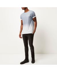 River Island Light Blue Faded Cube Print T-shirt for men