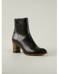 black boots leopard heel