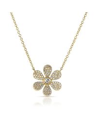 Anne Sisteron - Metallic 14kt Yellow Gold Diamond Daisy Flower Necklace - Lyst