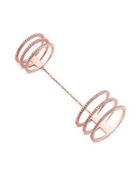 Anne Sisteron - Pink 14kt Rose Gold Diamond Chained Double Ring - Lyst