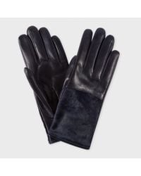 Paul Smith | Blue Women's Navy Leather Calf Hair Panel Gloves | Lyst