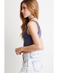 Lyst - Forever 21 Heathered Crop Tank Top in Blue