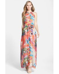 lyst chetta b floral print chiffon maxi dress