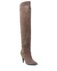 Saint Laurent | Gray Suede Over-the-knee Boots | Lyst