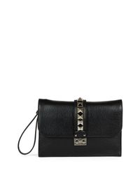 Valentino Black Lock Rockstud Vitello Clutch Bag