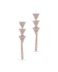 Anne Sisteron - Pink 14kt Rose Gold Diamond Stacked Triangle Chain Earrings - Lyst
