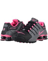 gray and pink nike shox