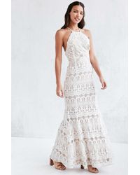 halter lace maxi dress