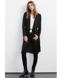 Velvet By Graham & Spencer - Black Tam Satin Belted Cardigan - Lyst