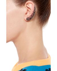 Runa | Metallic Gold With Grey Diamonds Lace Ear Cuff | Lyst