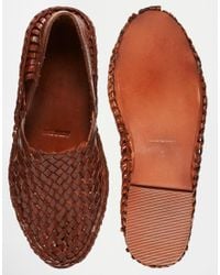 ASOS Woven Sandals In Leather in Tan (Brown) for Men - Lyst